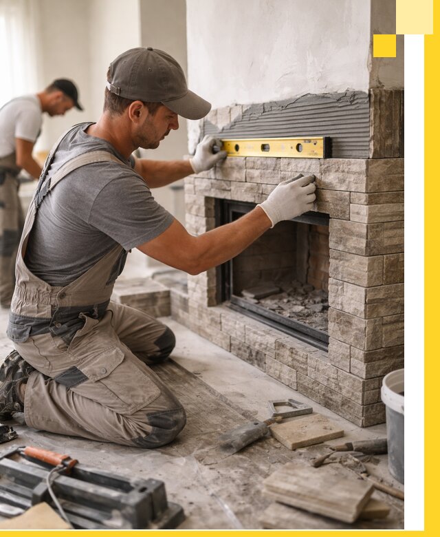 Облицовка каминов в Наро-Фоминске, монтаж и отделка натуральным камнем