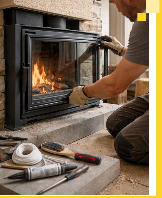 Производство, монтаж и доставка каминов со стеклом в Наро-Фоминске