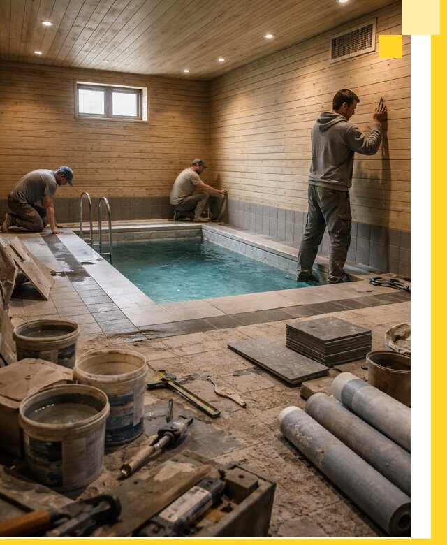 Строительство бани с бассейном и сауной под ключ в Наро-Фоминске