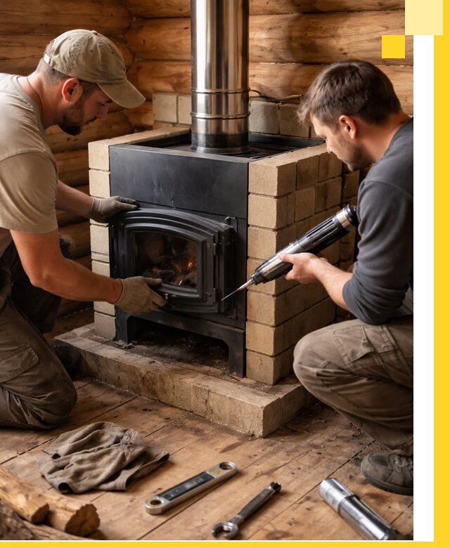 Монтаж и установка печи в бане под ключ с гарантией в Наро-Фоминске