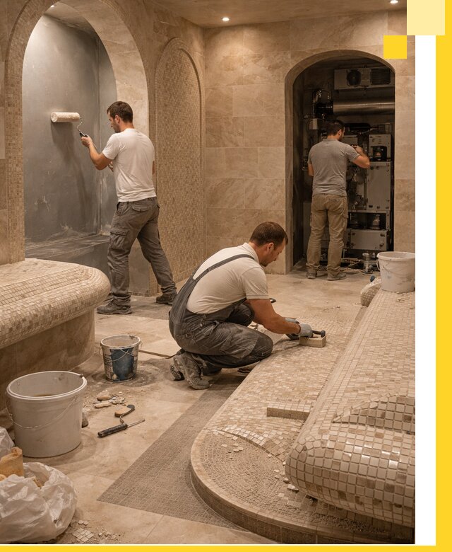 Строительство бани с хамамом и бассейном под ключ в Наро-Фоминске