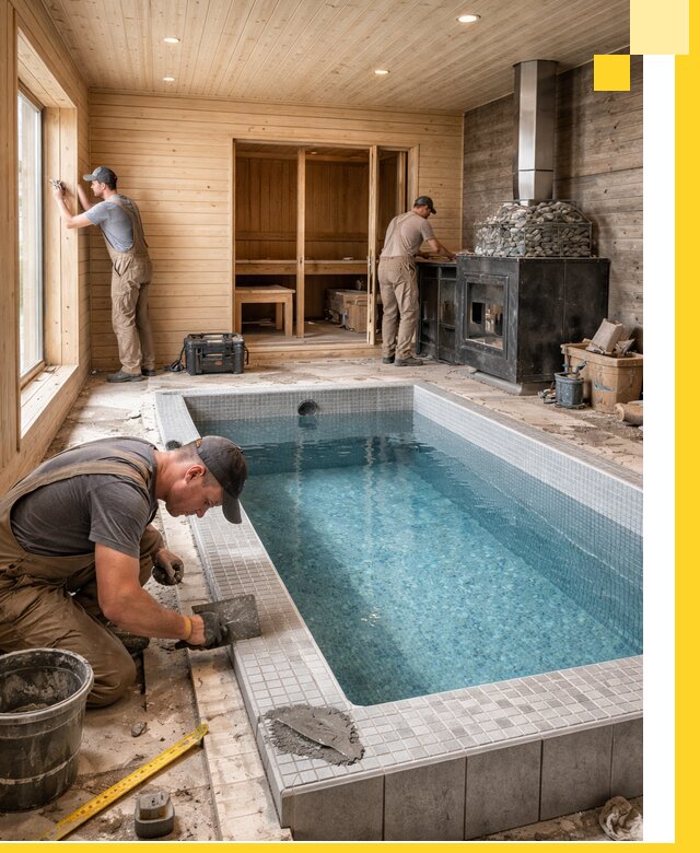 Проект бани с бассейном и сауной в Наро-Фоминске под ключ