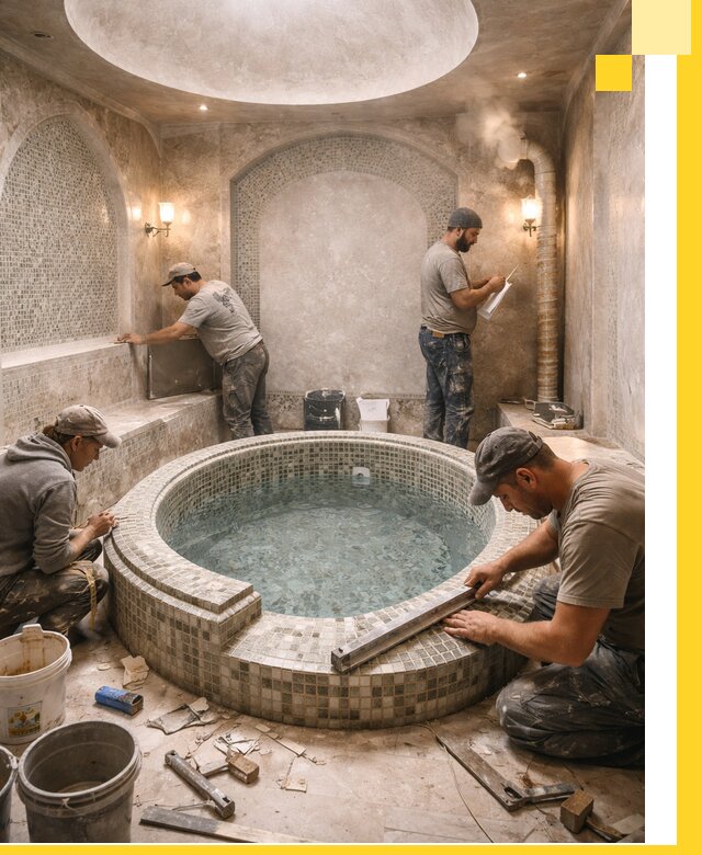 Профессиональное строительство хамама с бассейном в Наро-Фоминске под ключ